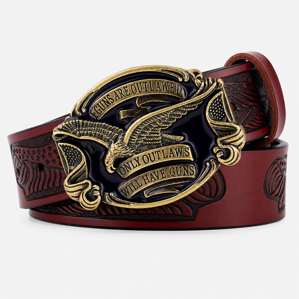Ceinture Acajou Style Cowboy Avec Boucle À Aigle Américain Univers Ceinture