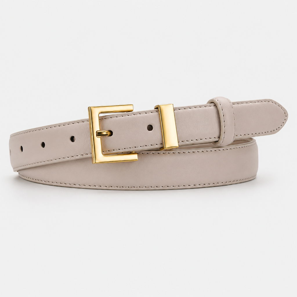 Ceinture Beige Femme En Similicuir À Boucle Carrée Dorée Univers Ceinture