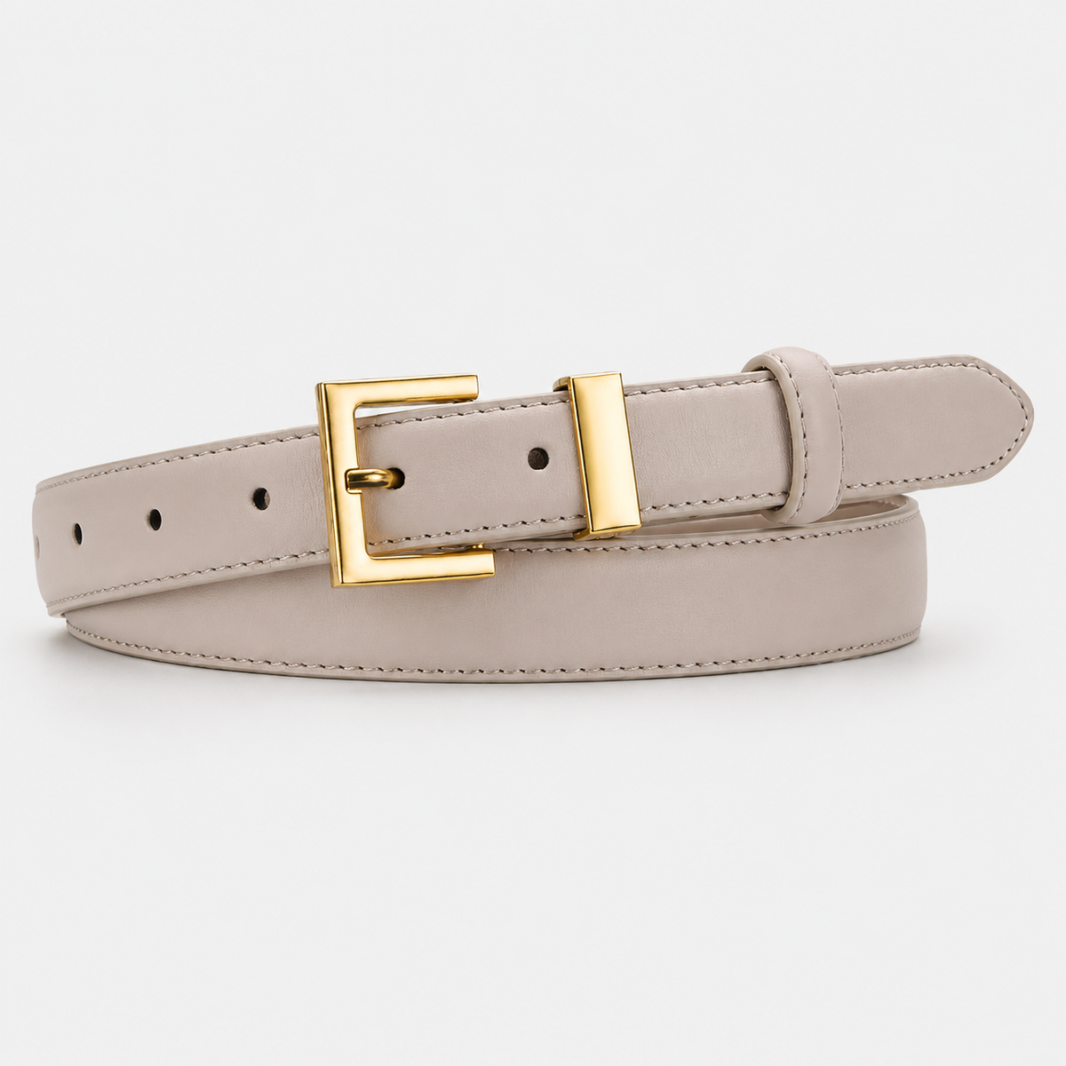 Ceinture Beige Femme En Similicuir À Boucle Carrée Dorée Univers Ceinture