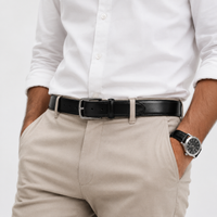 Ceinture À Boucle Ardillon Cuir Noir portée Homme univers Ceinture
