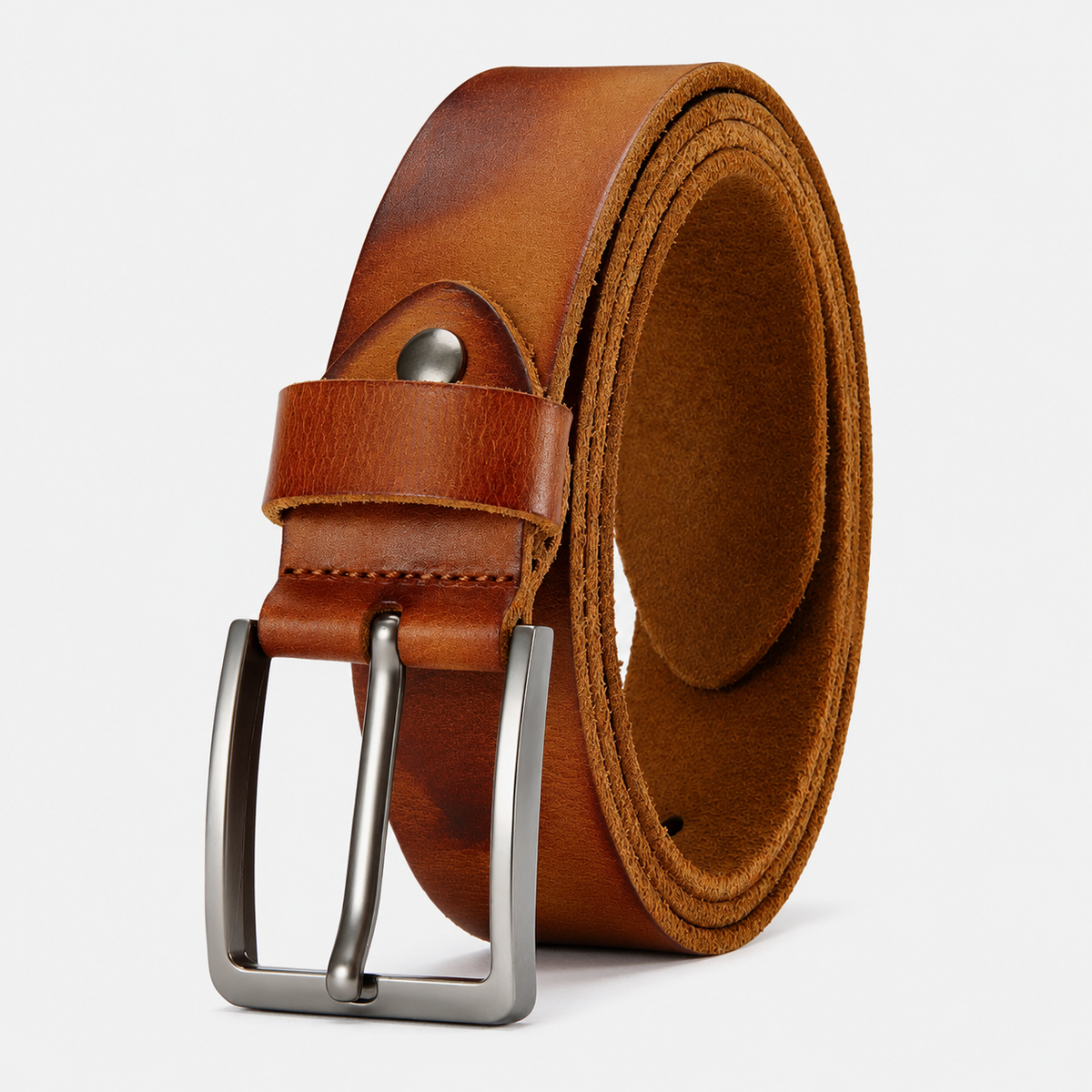 Ceinture À Boucle En Cuir De Vachette Camel Homme Univers Ceinture