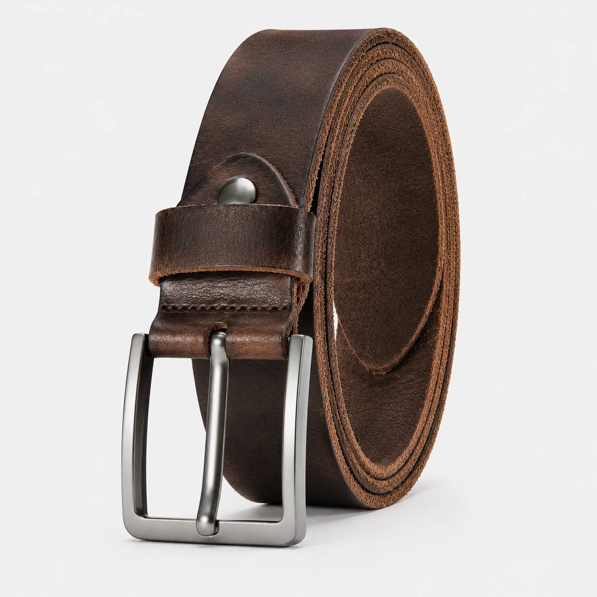 Ceinture À Boucle En Cuir De Vachette Marron Homme Univers Ceinture