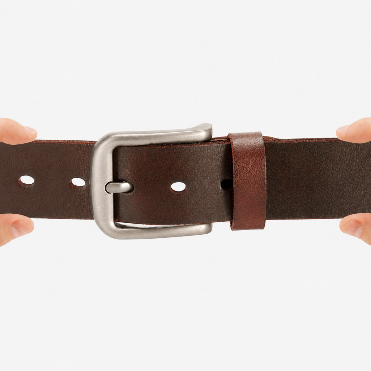 Ceinture À Boucle En Cuir De Vachette Marron Homme détail Univers Ceinture