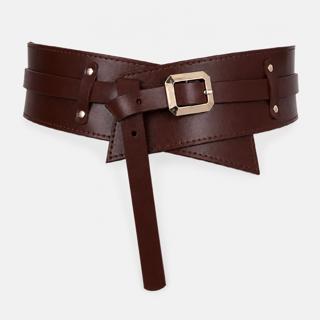 Ceinture Café Large En Cuir Pour Femme Univers Ceinture