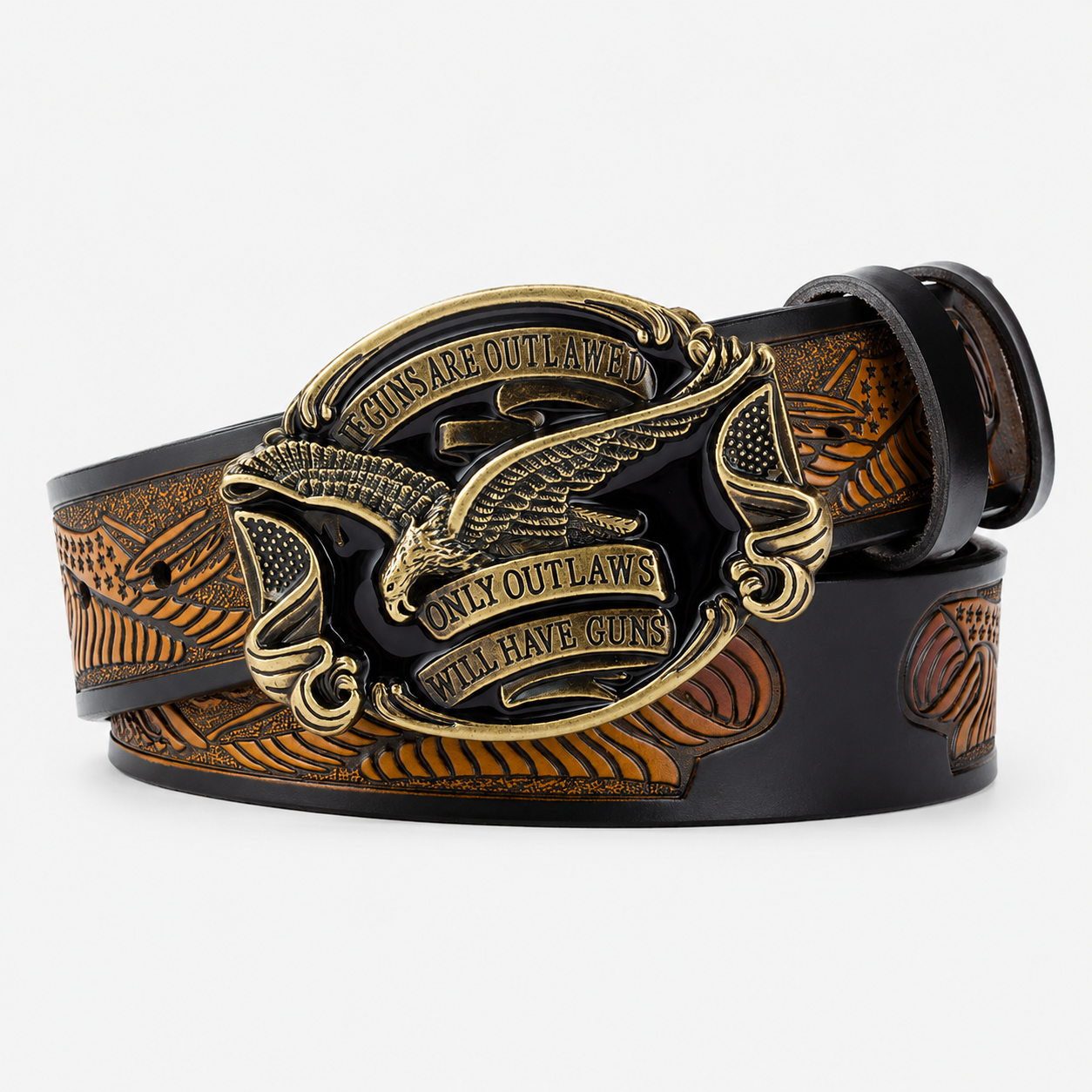 Ceinture Camel Style Cowboy Avec Boucle À Aigle Américain Univers Ceinture