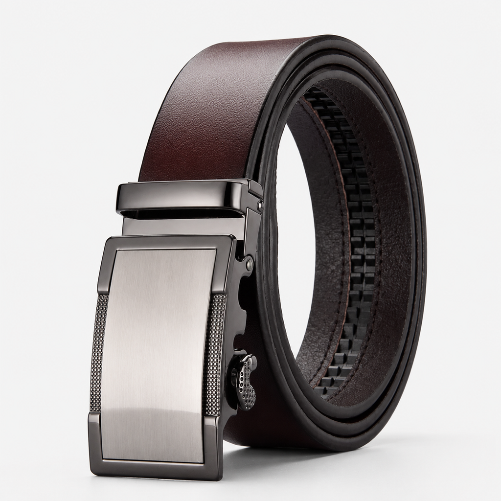 Ceinture À Crémaillère En Cuir De Vachette À Boucle marron Univers Ceinture
