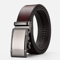 Ceinture À Crémaillère En Cuir De Vachette À Boucle marron Univers Ceinture