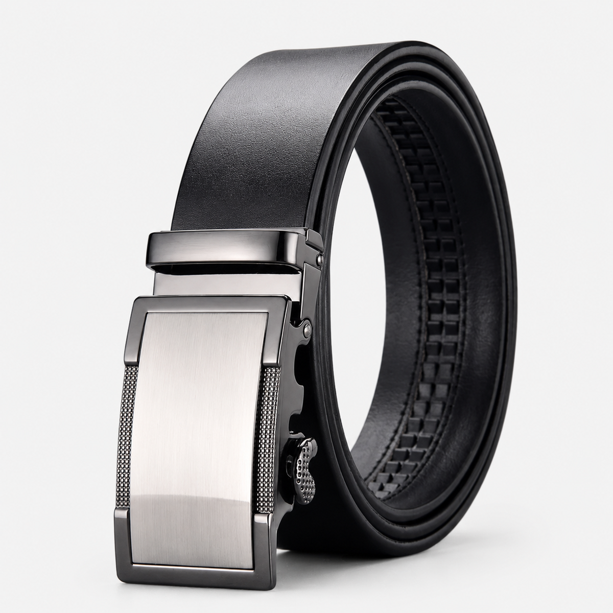 Ceinture À Crémaillère En Cuir De Vachette À Boucle noire Univers Ceinture