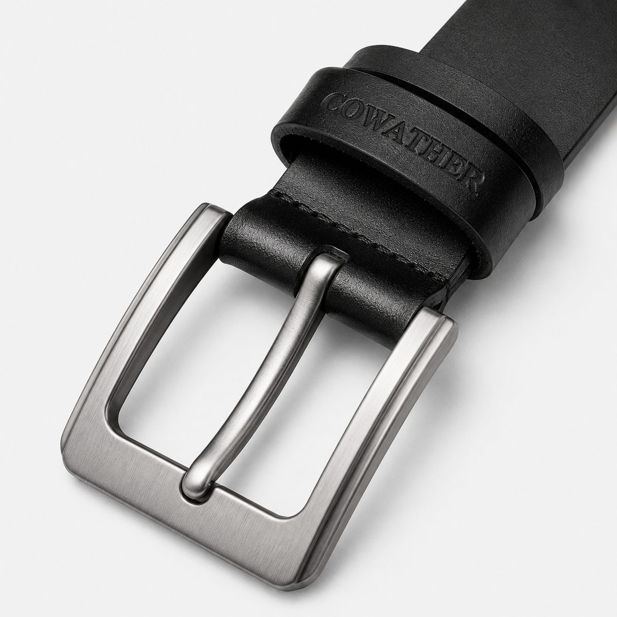 Ceinture Décontractée Noire détail Pour Homme En Cuir De Vachette