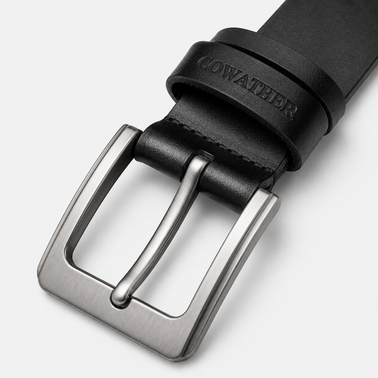 Ceinture Décontractée Noire détail Pour Homme En Cuir De Vachette