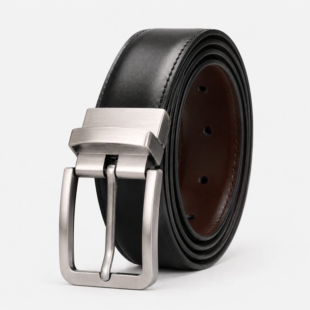 Ceinture En Croûte De Cuir Avec Boucle Ardillon Rotative