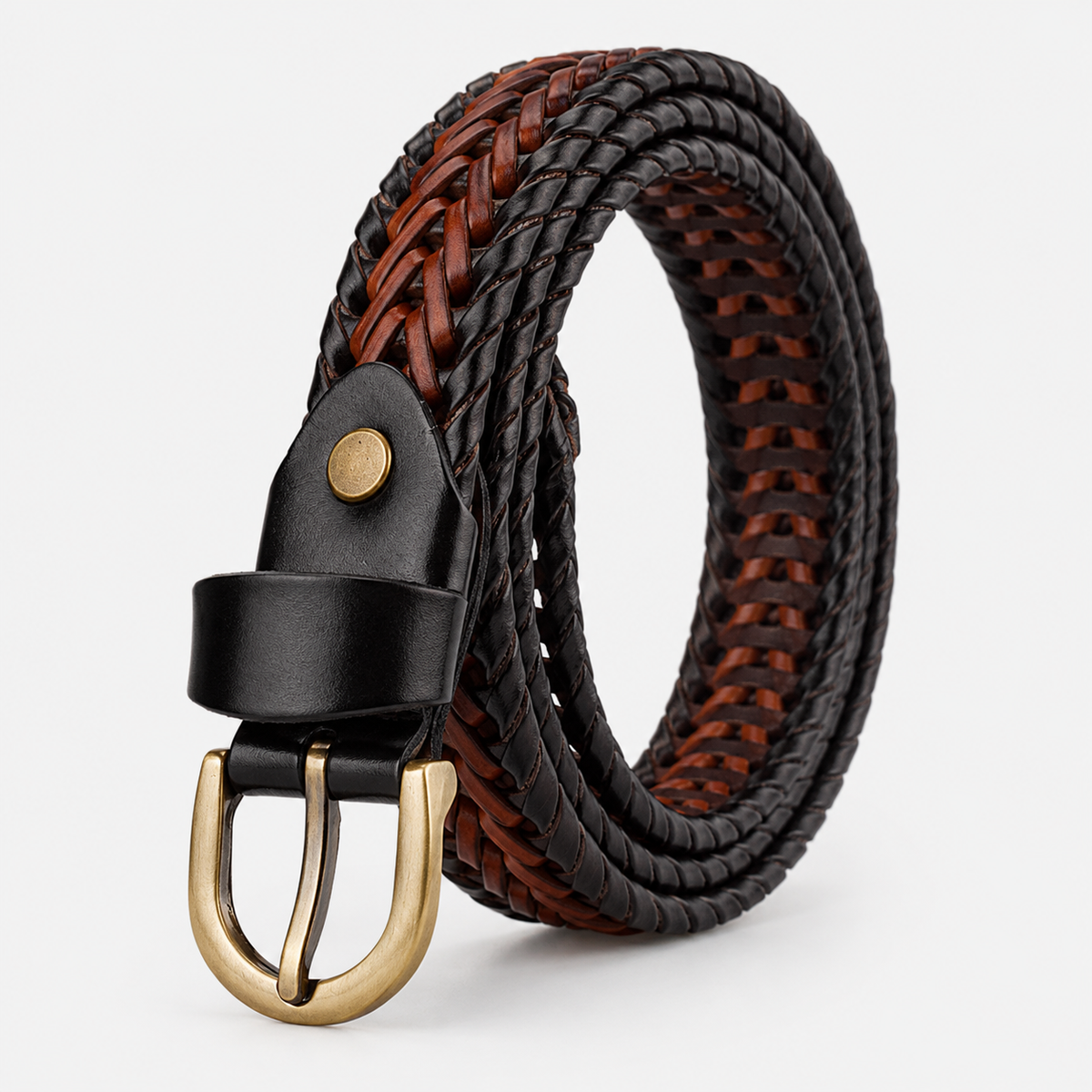 Ceinture En Cuir De Vachette 2.8Cm Tressée Cognac Femme Univers Ceinture