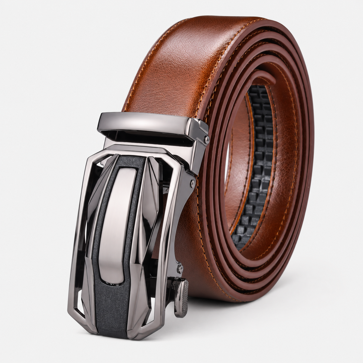 Ceinture En Cuir Fendu Marron Homme À Crémaillère Univers Ceinture