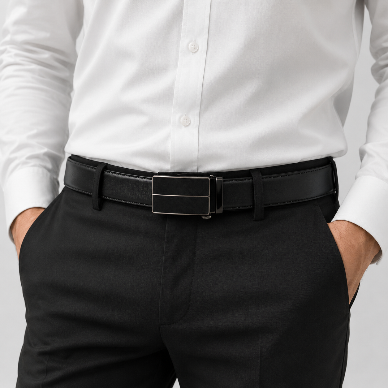 Ceinture En Cuir Homme Boucle Automatique portée Univers Ceinture