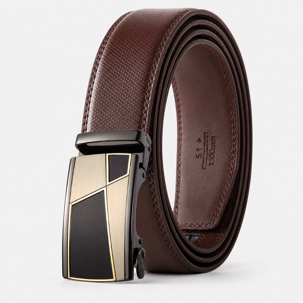 Ceinture En Cuir Marron À Boucle Automatique Homme Univers Ceinture