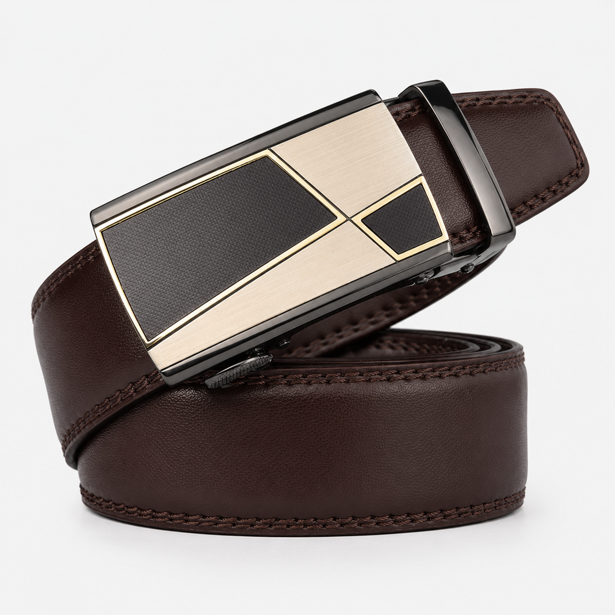 Ceinture En Cuir Marron À Boucle Automatique Homme Univers Ceinture