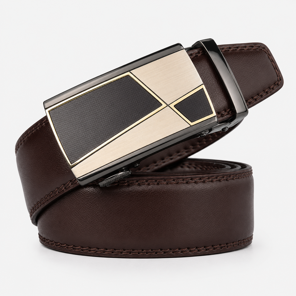 Ceinture En Cuir Marron À Boucle Automatique Homme Univers Ceinture