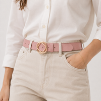 Ceinture En Cuir Rose Femme portée Univers Ceinture