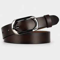 Ceinture Femme En Cuir De Vachette Avec Boucle Ovale Café Univers Ceinture