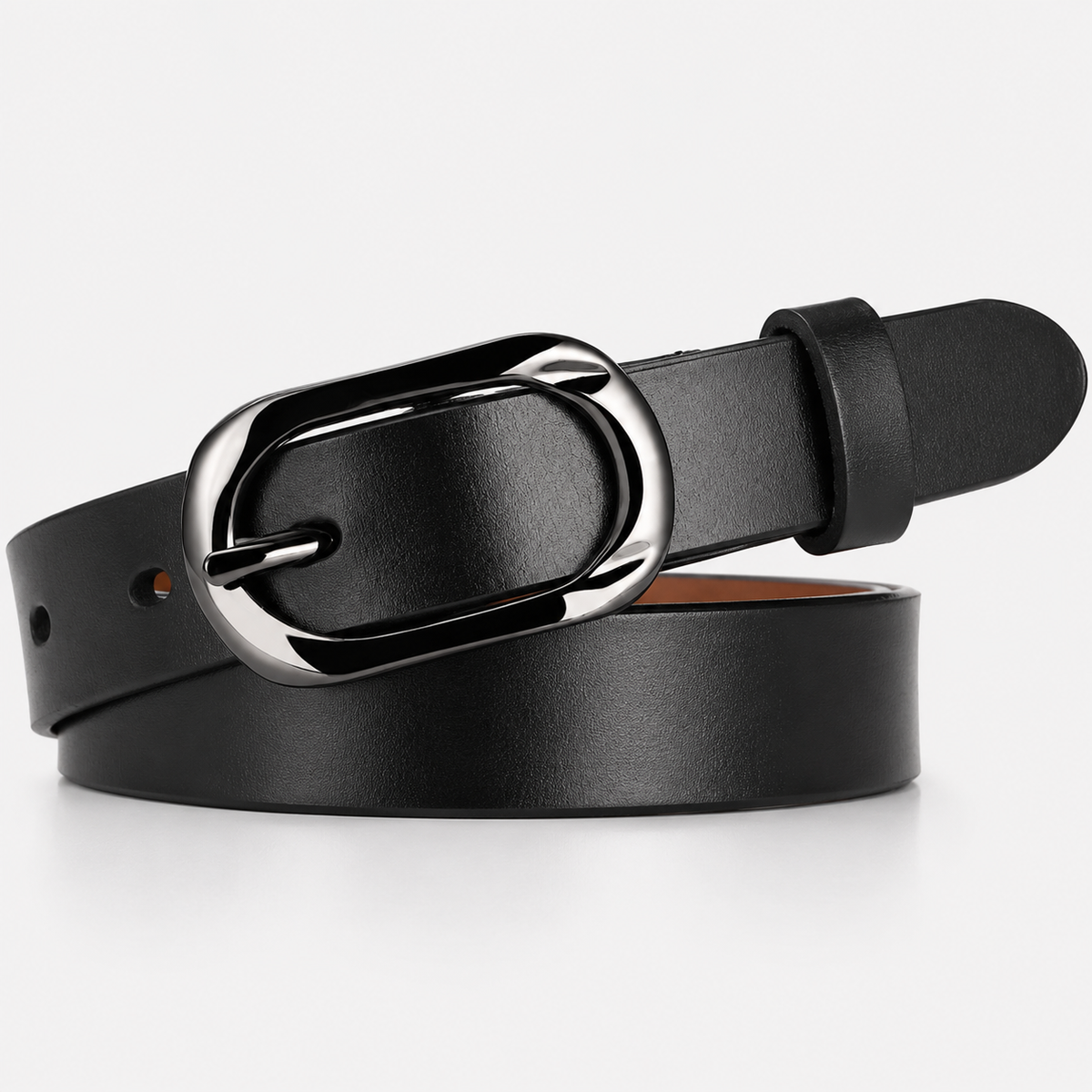 Ceinture Femme En Cuir De Vachette Avec Boucle Ovale Noire Univers Ceinture