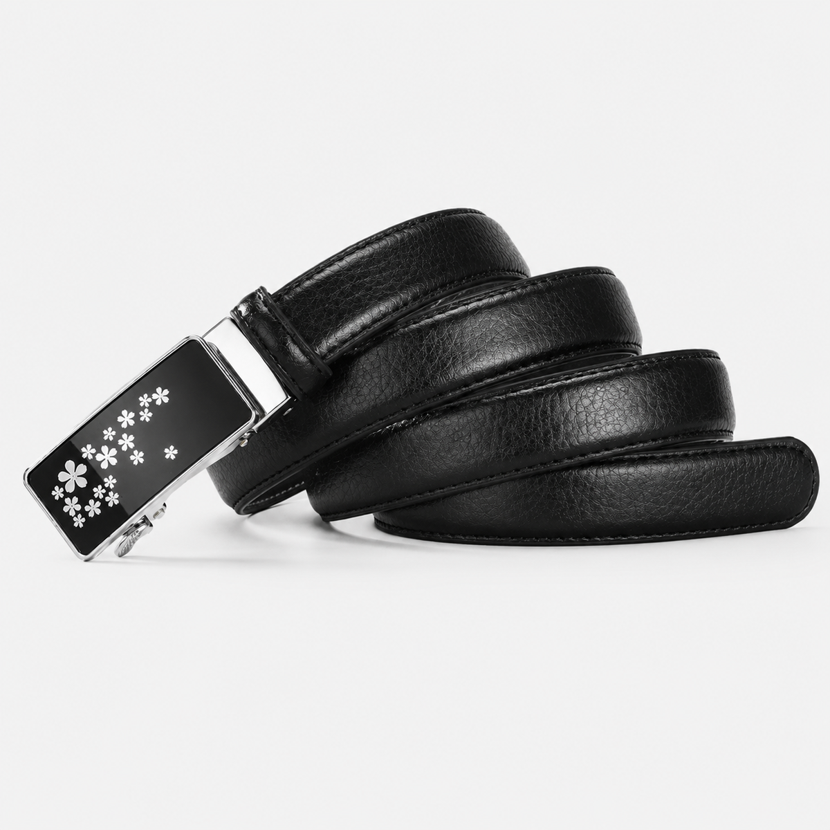 Ceinture Femme Noire Boucle Automatique En Croûte Univers Ceinture