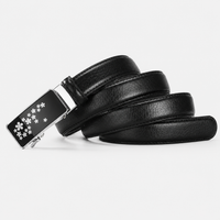 Ceinture Femme Noire Boucle Automatique En Croûte Univers Ceinture