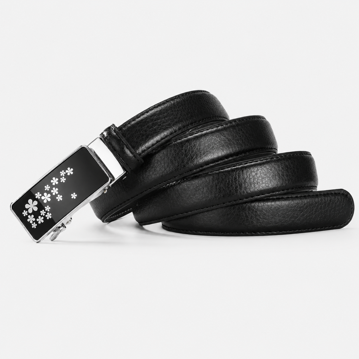 Ceinture Femme Noire Boucle Automatique En Croûte Univers Ceinture