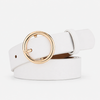 Ceinture Fine Femme 2,5 Cm En Similicuir À Boucle Ronde Blanc Univers Ceinture