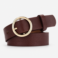 Ceinture Fine Femme 2,5 Cm En Similicuir À Boucle Ronde Café Univers Ceinture