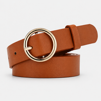Ceinture Fine Femme 2,5 Cm En Similicuir À Boucle Ronde Caramel Univers Ceinture