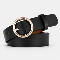 Ceinture Fine Femme 2,5 Cm En Similicuir À Boucle Ronde Noir Univers Ceinture