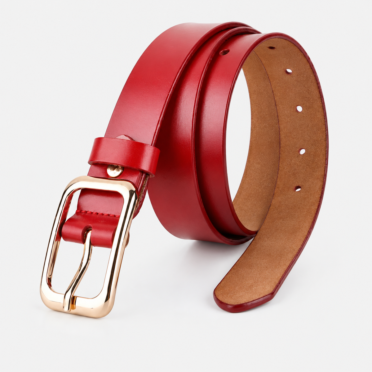 Ceinture Fine Femme En Cuir Véritable De Vachette Rouge Univers Ceinture