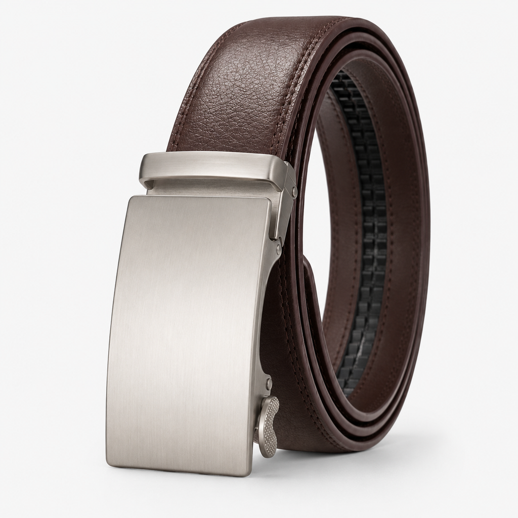 Ceinture Homme En Cuir Café À Boucle Automatique Univers Ceinture