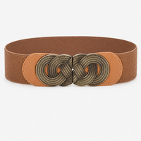 Ceinture Large Boucle Métal Élastique Caramel Femme Univers Ceinture