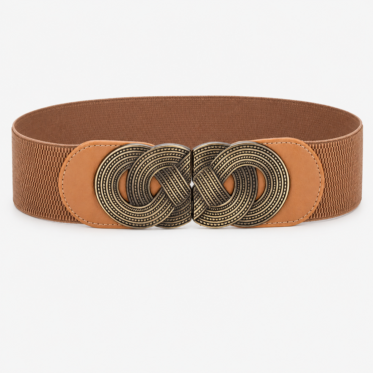 Ceinture Large Boucle Métal Élastique Caramel Femme Univers Ceinture