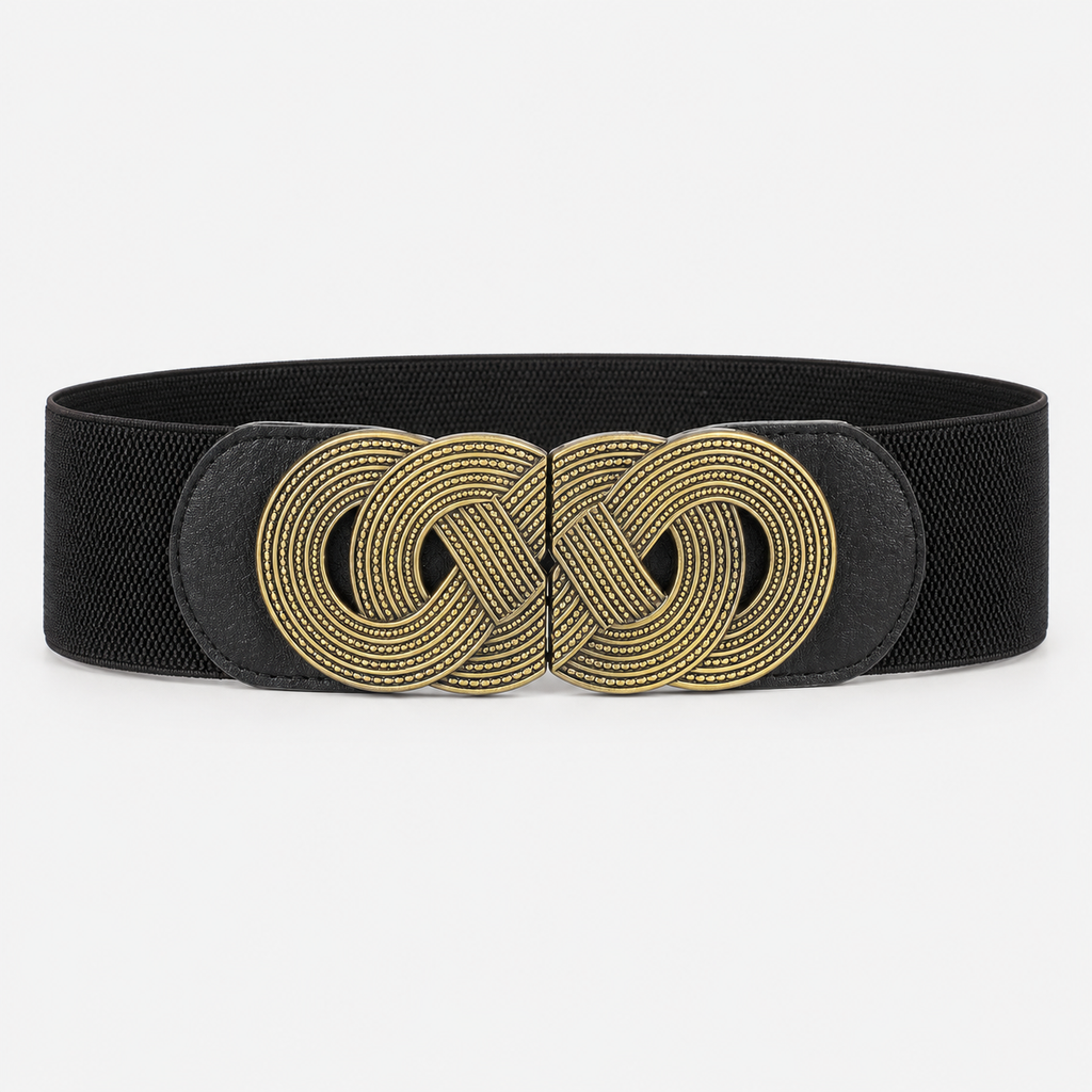 Ceinture Large Boucle Métal Élastique Noire Femme Univers Ceinture