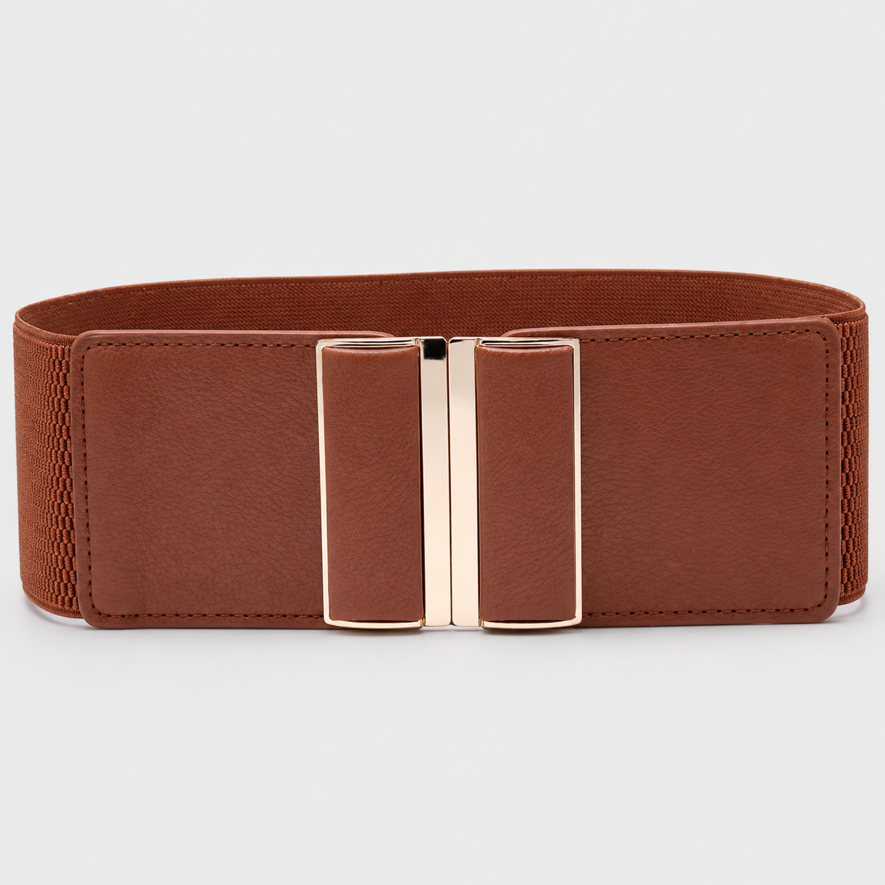 Ceinture Large Élastique Pour Robe À Boucle Dorée Marron Univers Ceinture