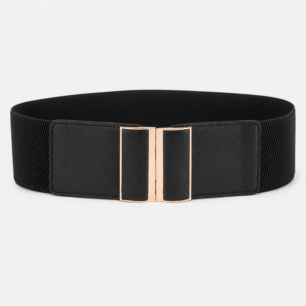 Ceinture Large Élastique Pour Robe À Boucle Dorée Noire Univers Ceinture