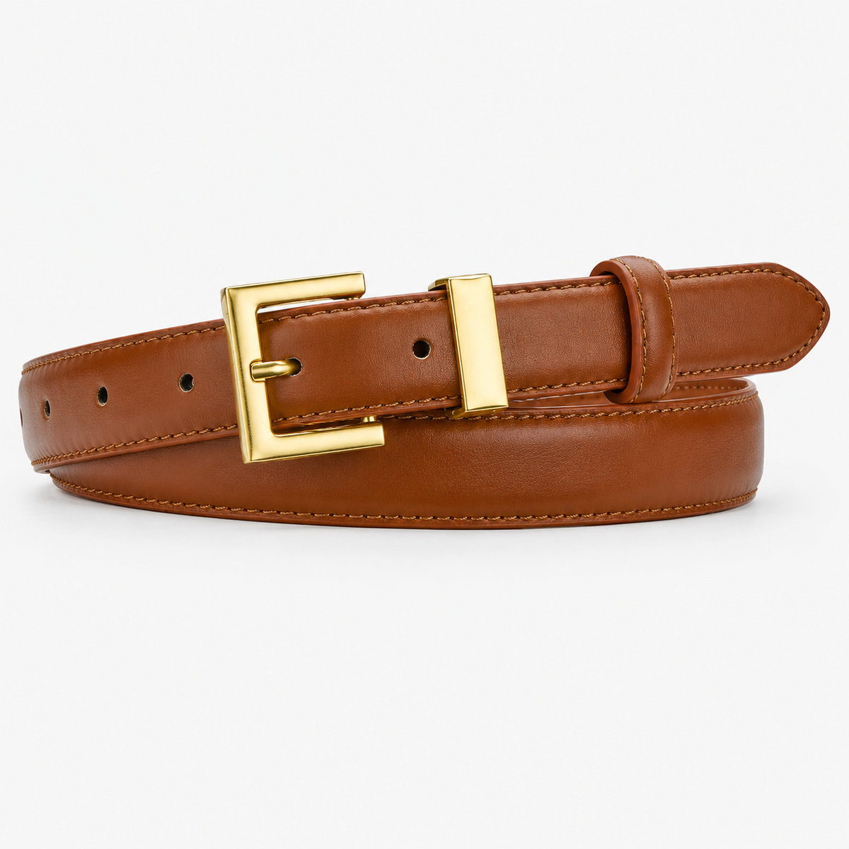 Ceinture Marron Femme En Similicuir À Boucle Carrée Dorée Univers Ceinture