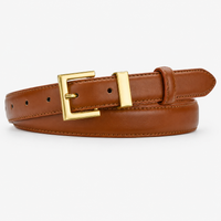 Ceinture Marron Femme En Similicuir À Boucle Carrée Dorée Univers Ceinture