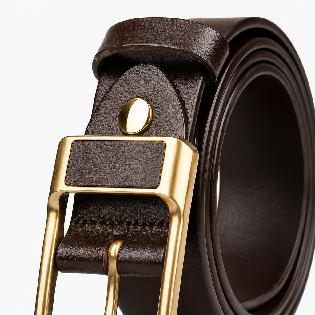 Ceinture Marron Pour Homme À Boucle Dorée détails Univers Ceinture