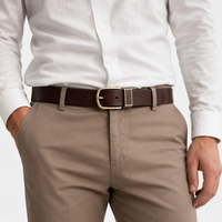 Ceinture Marron Pour Homme À Boucle Dorée portée Univers Ceinture