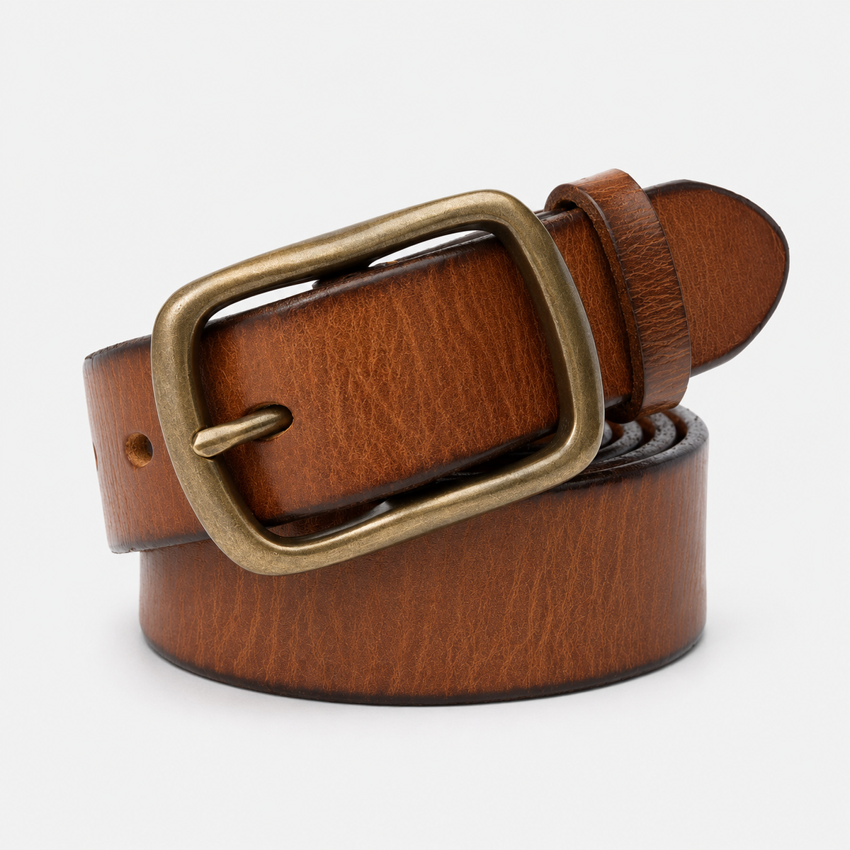 Ceinture Marron Retro En Cuir De Vachette Boucle En Cuivre Homme Univers Ceinture