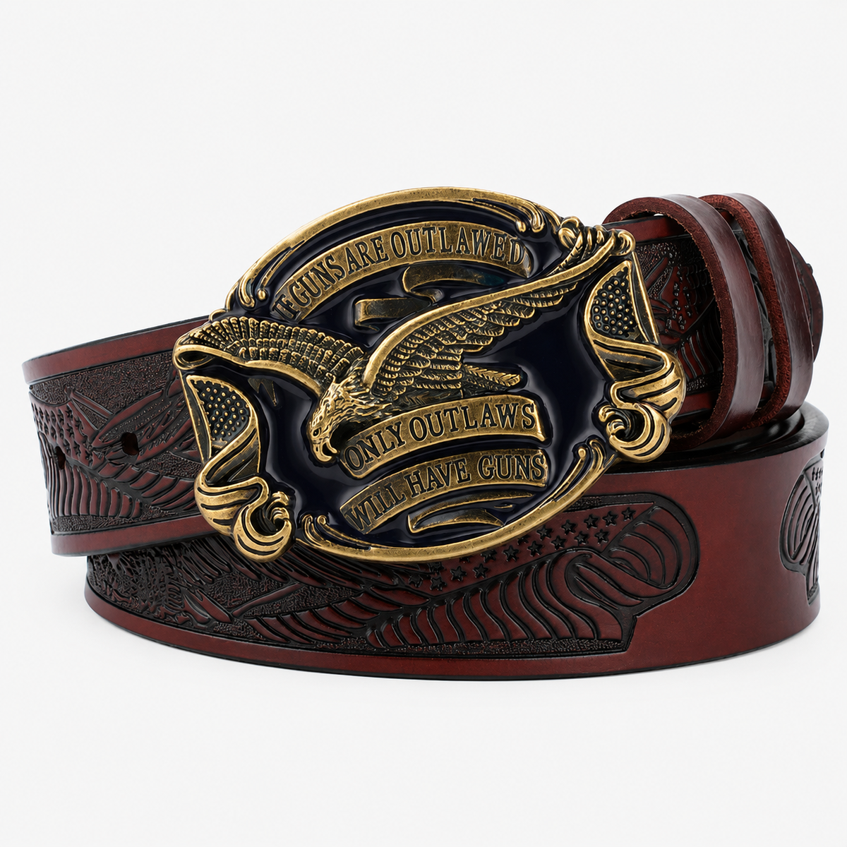 Ceinture Marron Style Cowboy Avec Boucle À Aigle Américain Univers Ceinture