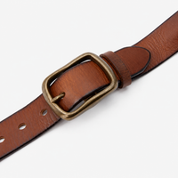 Ceinture Marron détail Retro En Cuir De Vachette Boucle En Cuivre Homme Univers Ceinture