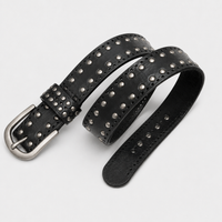 Ceinture Noire Pour Jeans 3.3Cm En Cuir De Vachette À Rivets Univers Ceinture