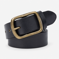 Ceinture Noire Retro En Cuir De Vachette Boucle En Cuivre Homme Univers Ceinture