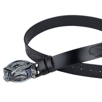 Ceinture Noire Style Cowboy Avec Boucle À Aigle Américain Univers Ceinture