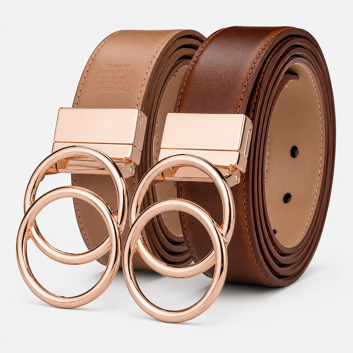 Ceinture Réversible Femme Cuir Double Anneau En O Univers Ceinture