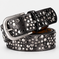 Ceinture À Rivets Géométriques En Similicuir Gris Femme Univers Ceinture